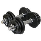 Sporttrend 24® Verstellbares Kurzhantel Set 10 kg, 15 kg, 20 kg, 30 kg, 40 kg | Hantelset, Hantel, Kurzhanteln mit Sternverschlüssen (Schwarz-Silber, Kurzhantel Set 10 kg + 2 Hantelstangen)