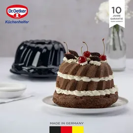 Dr. Oetker Gugelhupfform in Dunkelblau Ø 18 cm Back-Liebe Emaille Ø kratzfester Emaille-Versiegelung, Bundform für köstlichen Gugelhupf 22 schwarz