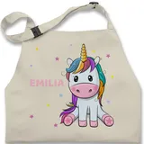 Kinderschürze Schürze Kinder Jungen Mädchen - Einhörner - Einhorn Unicorn - 7-14 Jahre - Natur Weiß - name einhörnern kochschürze personalisierte personalisierter kinderkochschürzen 2 - 7-13 Jahre