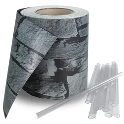 PVC Sichtschutz Streifen Privatsphäre Doppelstabmatten Zaun Folie Stein - Optik 70m (2x 35m)