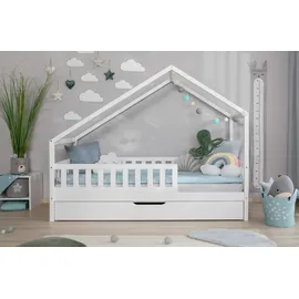 TICAA Hausbett Lou 90 x 200 cm Kiefer massiv weiß