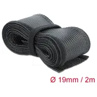 DeLock Geflechtschlauch mit Klettverschluss, 19mm, 2m, schwarz
