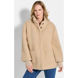 GOLDNER Flauschiger Kurzmantel mit Stehkragen", in camel | Gr.: 52,