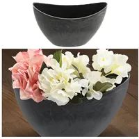 Cepewa Dekoschale Schieferoptik│ 24x14x10cm Kunststoff grau │ Pflanzschale in