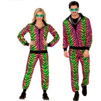 WIDMANN MILANO PARTY FASHION - Kostüm Trainingsanzug, Tiermuster Tiger, Neon, Animal Print, 80er Jahre Outfit, Jogginganzug, Bad Taste Outfit, Faschingskostüme