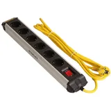 STANLEY ALU Mehrfachstecker 6-Fach Schalter 3m Kabel Mehrfachsteckdose (IP20), Steckdosenleiste IP20 mit Schalter Mehrfachsteckdose Steckerleiste 3m silberfarben