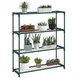 Outsunny Pflanzenregal, Blumenständer mit 4 Ebenen Blumenregal, für Garten, Balkon, Stahl, Dunkelgrün,