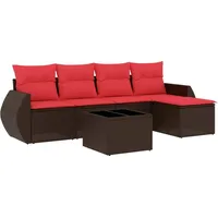 vidaXL 6-teiliges Gartensofa-Set mit Kissen, braun, Polyrattan - Braun