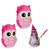 Relaxdays 2 x Pinata Eule in Pink