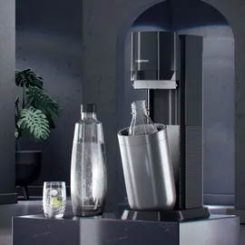 Sodastream Duo schwarz + Glaskaraffe + PET-Flasche + Zylinder