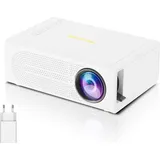 ZELURXX Mini Beamer, Tragbar, kabelgebundenen Bildschirmspiegelung, Unterstützt iOS und Android, Kompatibel mit Laptops/PC/Smartphone, Weiß - Weiß