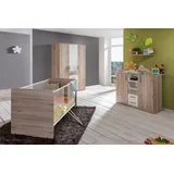 WIMEX Babyzimmer-Komplettset "Bergamo", weiß (san remo eiche nb, alpinweiß), B/H: 70cm x 140cm, Holzwerkstoff, Schlafzimmermöbel-Sets, Bett + Wickelkommode + Eckschrank