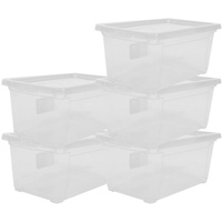 ONDIS24 Aufbewahrungsbox Aufbewahrungsbox Schuhbox Nähbox Lagerbox Allzweckbox Easy XS & Deckel (5 St), durchsichtig, stapelbar
