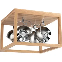 SPOT LIGHT LED Deckenleuchte "ROY", silberfarben, holzfarben, Ø 12cm H: 25cm, Lampen, Inklusive LED-Leuchtmittel, Naturprodukt aus Eichenholz, Nachhaltig, Deckenspot Deckenstrahler LED Deckenstrahler
