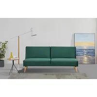 Schlafsofa INOSIGN "TRIPTON, 181 cm, klappbarer 3-Sitzer mit Schlaffunktion" Sofas Gr. B/H/T: 181cm x 82cm x 85,5cm, Webstoff, grün verstellbarer geteilter Rücken