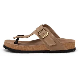 Marc O'Polo "aus weichem Veloursleder", Damen, Gr. 42, beige (schwarzer sand), Obermaterial: 100% Leder, unifarben, Schuhe Sandale