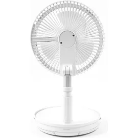 COOLSERIE Akku Teleskop Standventilator 20 cm Weiß