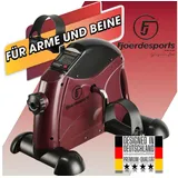Fjoerdesports Heimtrainer Mini-Heimtrainer, Arm- und Beintrainer, Bewegungstrainer (Seniorentrainer, Trainieren im Home Office, besonders leise, verstellbarer Widerstand, Fitness, Workout, rutschfeste Standfüße, 100 kg max. Benutzergewicht, Pedaltrainer, Riemenantrieb, Bodenschonend, Muskelaufbau, Ausdauertraining), LCD-Display, Fitnesstraining, Training am Schreibtisch rot
