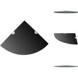 Vidaxl - Eckregale 2 Stk. mit Verchromten Halterungen Glas Schwarz - Wandregal - Eckregal - Glasregal - Schwarzes Regal - Regalset