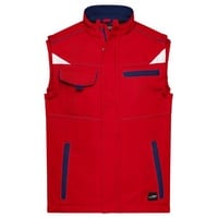 Workwear Softshell Vest - COLOR - Funktionelle Softshellweste mit hochwertiger Ausstattung rot/blau, Gr. M