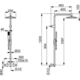 Hansa Aurelia Regenbrause-Duscharmatur 4719 1-strahlig, chrom