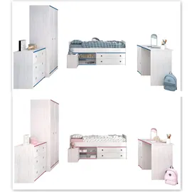 58 aufm Kessel KINDERZIMMER SET Parisot Smoozy 5-tlg. Holzdekor Kiefer Weiß/Blau