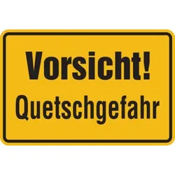 Hinweisschild, Vorsicht! Quetschgefahr, 200x300mm, Alu geprägt - 300x200x0.45 mm Aluminium geprägt