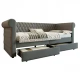 Merax Daybett Polsterbett Schlafsofa Tagesbett  90x200cm mit 2 Schubladen, Grau