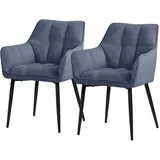 ML-Design Esszimmerstühle 2Er Set Frotteestoff Blau mit Dickem Gepolsterter Sitz