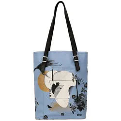 Umhängetasche DOGO "Damen Tall Bag Deep Thought With The Deep Vegan Damen Handtasche", Damen, Gr. B/H/T: 40cm x 34cm x 10cm OneSize, blau, Lacklederimitat, Taschen, Vegan
