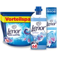 Lenor Aprilfrisch Paket: PODS 76 Waschkapseln, Weichspüler 68 Waschladungen, Wäscheparfüm 300g