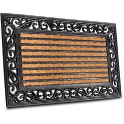 Fußmatte HANSE HOME "Mix Mats Gummi Kokos Panama, Türmatte", schwarz (schwarz,kokos), B:45cm H:8mm L:75cm, Kokos, Teppiche, Strapazierfähig, pflegeleicht, robust, wetterfest, UV-beständig