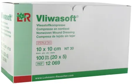 Lohmann & Rauscher Vliwasoft Weiche Vliesstoffkompresse Steril 6-Lagig 10x10cm Stück 100 (12069)