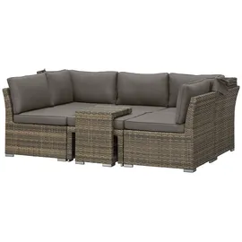 Konifera Gartenlounge-Set »Hawaii Premium« beige (beige,), B:219cm H:71cm T:142cm, Aluminium, Polyrattan, Sitzmöbel-Sets, Gartenmöbel-Set, mit aufklappbarem Dach und zur Sonneninsel umbaubar, Aluminium