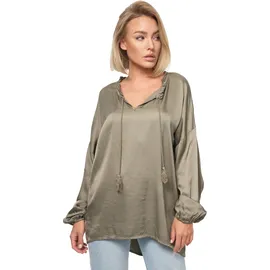 pm selected Damen Schlupfbluse Romantische Business Satin Bluse mit Rüschenkragen in Einheitsgröße PM06