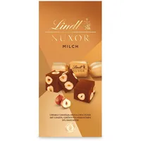 Lindt Schokolade | NUXOR Beutel Milch | 103g | Cremige Gianduja Milch-Schokoladen Würfel mit ganzen, gerösteten Haselnüssen | Schokoladen-Geschenk