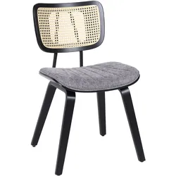 4er-Set Valerie | Bistro Stuhl | Grau | Stoff/Textil | Rattan Eiche