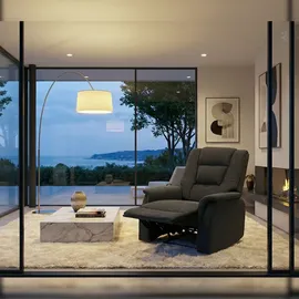 Mendler Fernsehsessel HWC-F23, Relaxsessel Liege Sessel, Stoff/Textil 102x79x96cm ~ grau ohne Massage- und Wärmefunktion