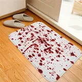 ESVET Badematte rutschfest Teppich,Horror-Spritzer von Blut Grunge-Stil Bloodstain Horror Scary Zombie Halloween Themendruck, Rot Weiß,Badezimmer Set Matte rutschfest WC-Vorleger 40 x 60 cm