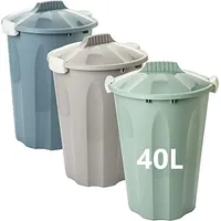 Sustania Mülltonne mit Deckel 40l, 3er Set, Tragegriff, Pastellfarben,