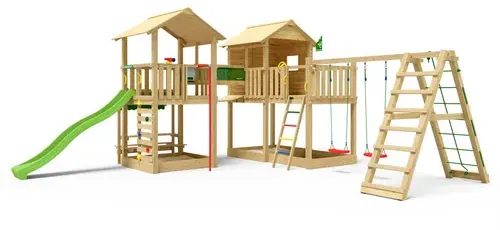 JUNGLE GYM Spielturm, Holz/HDPE Polyethylen, für Kinder ab 3 Jahre bis 10 Jahre - gruen