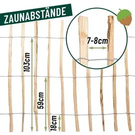 Voss.garden Staketenzaun 60cm, Gartenzaun aus Haselnuss Rollzaun Teichzaun