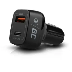 In-Car Charger USB-C Power Delivery + USB Auto-Ladegerät (mit 2 beleuchtete Ladeanschlüsse, USB Typ C + USB Quick Charge 3.0, mit Schnellladefunktion)