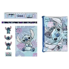 Lilo & Stitch Notizbuch Schreibset für Kinder – Lineal, Bleistift, Radierer & Notizblock blau