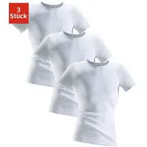 CLIPPER Unterhemd CLIPPER, Herren, Gr. 8, 3 Stk., N-Gr, weiß, Doppelripp, Obermaterial: 100% Baumwolle, unifarben, körpernah, Rundhals, Unterhemden Unterhemd, aus Doppelripp, T-Shirt, Unterziehshirt, Kurzarm T-Shirt