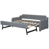 Gotagee Schlafsofa Polsterbett 90x200cm Jugendbett Tagesbett ausziehbares Rollbett, mit ausziehbares Rollbett, USB-Anschluss