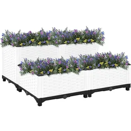 furnicato Hochbeet 80 x 80 x 38 cm Weiß