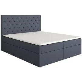 mebloland Boxspringbett HORD 200 x 200 mit 2 Bettkästen, Bonell-Matratze und Topper. Farbe: Dunkelgrau - Dunkelgrau