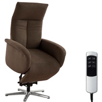 CAVADORE TV-Sessel Juba mit Akku / Pflegeleichter Fernsehsessel mit Aufstehhilfe + elektrisch verstellbarer Relaxfunktion / 2 E-Motoren / 75 x 112 x 82 / Soft Clean Bezug, Braun