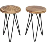 Mendler Blumenständer 2er Set Industriedesign Echtholz Ø25 cm